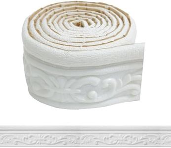 WADILE 90" x 3.1" Peel Stick Foam Molding Trim Self Adhesive, Crown Molding Wallpaper Border Flexible, 3D Wall Edging Lines Foam Baseboard, Wall Trim for Home, White, 4PC