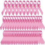 50 Pcs Pink Ribbon Pins, Breast Cancer Awareness Lapel Satin Brooch Pins for Women Girls Men Charity Public Fundraising, Memorials Activity, Survivor Campaign Party, Public Welfare Party Supplies