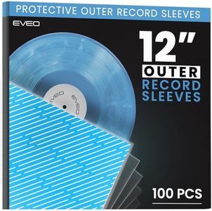 EVEO 100x Vinyl Record Sleeves Outer – Crystal Clear Outer Vinyl Sleeves LP Album Covers 12.75"x12.75" | Perfect Fit Protective 3 Mil Protection for Single & Double LPs - Archival Standard