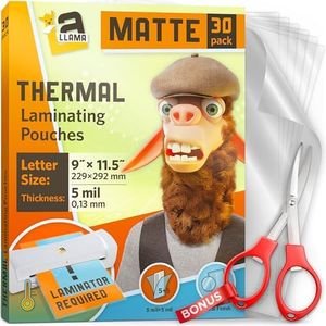 Matte Thermal Laminating Pouches, 9 x 11.5 Inches, 5 Mil Thickness, Matte Finish, 30 Pack, Fitted for Letter Size Laminating Sheets 8.5 x 11