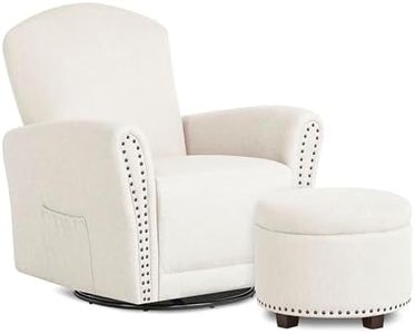 Evolur Vienna Swivel Glider with Ottoman, FSC Certified, Greenguard Gold and JPMA Certified Glider Rocking Chair, 360° Swivel Motion, Ergonomic Design Nursery Glider, Sweet Cream