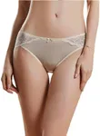 SilRiver Women's 100% Silk Lace Brief Panties, Sexy and Comfortable Underpants Hipster, Recommend for Sensitive Skin (Medium, Nude)