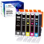 LxTek 580XXL 581XXL Ink Cartridge Replacement for Canon PGI-580 CLI-581 Ink Compatible for Pixma TS6250 TS6350 TS8250 TS6351 TS6251 TS705 TS8550 TS5150 TS6250 TS8500 TS8252 TS9150 TS9155, 5-Pack