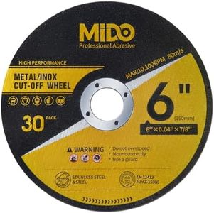 MIDO PROFESSIONAL ABRASIVE 30 Pack Cut Off Wheels 6 Inch Cutting Wheel 6" x.040 x7/8" Metal&Stainless Steel Cutting Disc Fit for Angle Grinder