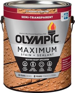 Olympic Maximum 1 gal. Redwood Semi-Transparent Exterior Ready to Use Stain and Sealant in One Low VOC