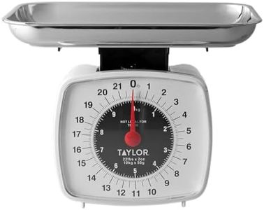 Taylor Analog Kitchen Scale Mechanical Food Scale, 22 lb Capacity, Multicolor