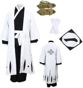 ZNZXYCOS Anime Cosplay White Captain Robe Men's Black Kimono Halloween Costumes (X-Small)