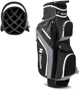 ULTIMATE Golf Cart Bag with 14-Way Top Dividers, Golf Club Bag w/ 9 Pockets incl. Cooler Bag, Rain Hood/Dust Cover, Detachable Shoulder Strap & Carry Handles, Lightweight for Men & Women (Gray)