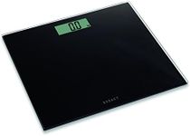 EXZACT Digital Bathroom Scale/Electronic Weighing Scale - Ultra Slim 1.7 CM Thickness -150 kg / 330 lb - Colour Glass Platform (Black)