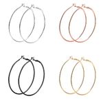 4 Pair Fashion Lady Women Thin Round Big Large Dangle Hoop Loop Earrings … (4 color-50mm)