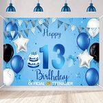 Tecreo 13th Birthday Banner 13th Birthday Decoration Blue Party Decoration Boy Fabric Sign Poster 13th Anniversary Party Birthday Banner Table Decoration Poster Official Teenager