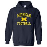 UGP Campus Apparel NCAA Arch Logo Football, Team Color Hoodie, College, University, Michigan Wolverines Navy, X-Large