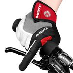 INBIKE Men's Gel Padded Full Finger Touch Screen Bicycle Gloves for Outdoor Cycling (Medium Palm Girth 8.5-9 in, Red)