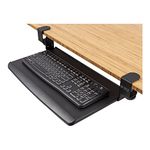 Stand Up Desk Store Compact Clamp-On Retractable Adjustable Keyboard Tray/Under Desk Keyboard Tray | Improve Comfort While Increasing Usable Desk Space (20? x 11.5?) (Black) (Small)