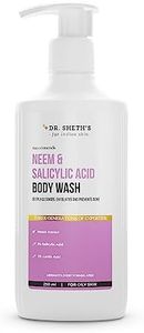 Dr. Sheth's Neem & Salicylic Acid Body Wash for Body Acne | Anti-bacterial AHA BHA Body Wash | 2% Lactic Acid, 1% Salicylic Acid & Neem Extract | Suits All Skin Types | Men & Women | 250 mL