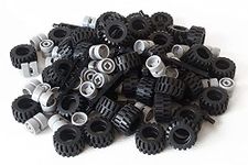 LEGO City Complete Wheel Assembly Lot, 20 Black Axles, 40 Black Rubber Tires, 40 Light Gray Wheels by LEGO