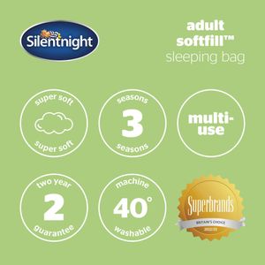 Silentnight Adult Mummy Sleeping Bag – 3 Season Lightweight, Warm, Purple