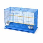 rizopets Bird Cage, Crate For Rabbit, Parrots And Small Pets With Sliding Tray, 2 Feeding Cup & 2 Perch With Secure Lock (2 Feet, Blue), Metal