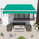 Greenbay Green DIY Manual Patio Awning, Retractable Gazebo Outdoor Canopy, Garden Sun Shade - 4m x 3m