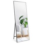 PETAFLOP 165x60cm Full Length Mirrors, Black Free Standing Mirror Suitable for Wall Mounting or Floor Display in Bedrooms, Living Rooms, and Commercial Settings