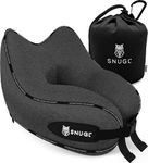 SNUGL Travel Pillow - Memory Foam Neck Cushion - Flight Pillow | Support Neck Pillow for Travel | Travel Neck Pillow for Airplane with Carry Bag & Clip | Flying Travel Essentials (Dark Grey - Regular)