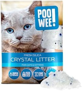 POOWEE! Fresh Crystal Cat & Kitten Litter, 6kg, Long Lasting, Non-Toxic and Low Odour Formula Litter, Highly Absorbent Silica Crystals to Lock in Moisture & Odour, Reduced Litter Tracking, Unscented