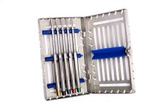 SS WHITE – Dental Implant Osteotomes Set (5 pcs) Color Coded Concave tip Straight with Sterilization Cassette, Dental Implantologists, Bone Spreading, Sinus Lift, Dental Straight Osteotomes 5 pcs set