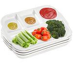 TOPZEA 4 Pack Divided Dinner Trays, Ceramic Serving Platter Dinner Plates with 4 Compartments Partition Fast Food Tray, 4 Sections Lunch Tray for Portion Control, Fondue Plates with Vinegar Sauce Dish