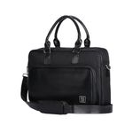 EUME Executive Laptop Bag for Men | Office Bag for Men & Women | With Padded Compartment | Vegan Leather & Nylon Fabric | Fits Up to 15.6" Laptop & MacBook, 15L, Charcoal Black