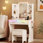 Vanity Desk with LED Lights Mirror 