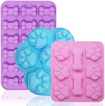 3 PCS Puppy Dog Paw Bone Silicone Chocolate Moulds, FineGood Ice Cube Tray Silicone Dog Treat Mould Cake Baking Tray for Cake Candy Cookie Biscuit Jelly