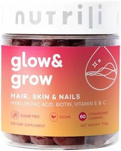 Nutrili Glow & Grow Gummies (1 mois) | Cheveux, Peau et Ongles | Acide Hyaluronique, Biotine, Vitamine E & C