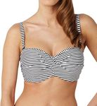 Panache Swim Plus Women's Anya Stripe Bra-Sized Bandeau Bikini Top with Detachable Straps, Black/White, 40F