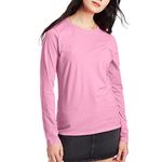 Hanes Women's Originals Long Sleeve Cotton T-Shirt, Lightweight Crewneck Tee, Modern Fit, Pink Swish, XL