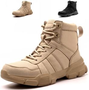 Safety Boots Lightweight Steel Toe Boots Men Women Comfortable Work Boots Shoes Khaki 10 UK 44 EU 270