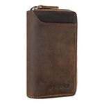 STILORD 'Devin' Small Key Pouch Leather Vintage Key Case Mini Card Holder Slim RFID Wallet Key Organiser with Key Ring in Genuine Leather, Colour:Middle Brown