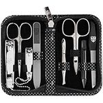 3 Swords Germany - brand quality 8 piece manicure pedicure grooming kit set for professional finger & toe nail care scissors clipper fashion leather case in gift box, Made in Solingen Germany (20203)