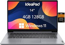 Lenovo Ideapad 1i Laptop (14" HD Anti-Glare, N4020, 4GB RAM, 128GB Storage (64GB eMMC + 64GB IST SD Card)) School, Kids & Education Laptop, Webcam, Wi-Fi 6, Type-C, Win 11 Home in S, Grey