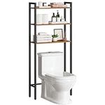 HOOBRO Over The Toilet Storage Organizer, 3-Tier Over Toilet Shelf, Industrial Bathroom Shelf Over Toilet, Bathroom Space Saver with Multi-Functional Shelves, Rustic Brown BF41TS01