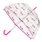 Thingimijigs Ladies Transparent Dome Umbrella - Pink and Black Dachschund Sausage Dog Design