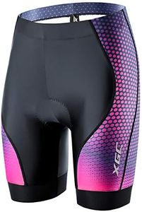 XGC Women's Cycling Shorts Bike Shorts and Cycling Underwear with High-Elasticity and Highly Breathable 4D Padded, Black_purple, Medium