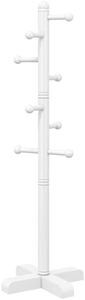 Azaeahom Cross Coat Rack Freestanding Clothing Hanger Home Racks, Wooden Coat Tree Stand with 8 Hooks 2 Adjustable Height, Easy Assembly in Entryway, Room for Hat, Umbrella etc (White)