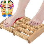 ALINK Dual Foot Massager Roller, Relieve Plantar Fasciitis, Heel, Aches and Pains, Wooden Acupressure Massage Tool Upgraded Large-Size