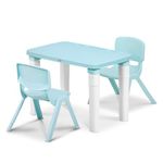 HAPPY BEAR Table and Chair Set for Kids Strong & Durable Plastic Made Rectangle Table with Box Space for Stationery 3 Level Height Adjustable (T&C2 - Blue)