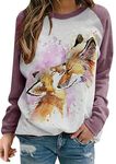 YMING Womens Easter Day Funny Bunny Printed Sweatshirt Long Sleeve Pullover Tops Fox M