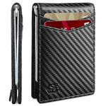 Zitahli Mens Slim Wallet with Money Clip Minimalist 7 Slots RFID Front Pocket Wallets for Men with Pull Tail