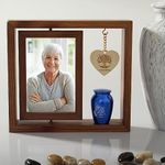 Contid Memorial Picture Frame and Small Urn Set, Mini Cremation Urn Sympathy Gifts for Loss of Loved One，Frame Hold a 6’’-7’’ Photo, Mini Keepsake with, Medium Urn Brown Photo Frame