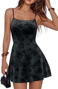 Trendy Queen Womens Mini Bodycon Summer Floral Dresses 2026 Sexy Club Date Night Vestido Mujer Petite Birthday Going Out A Line Party Cocktail Y2k Short Homecoming Spaghetti Strap Outfits Black XS