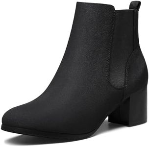 DREAM PAIRS Women’s DAB212 Elastic Gore Chelsea Boots Chunky Block Heel Ankle Bootie,Black,Size 7