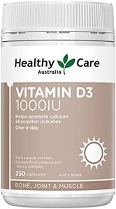 Healthy Care Vitamin D3 Capsule 1000IU - Promotes Bone Health & Calcium Absorption - Premium Quality Dietary Supplement - 250 Capsules